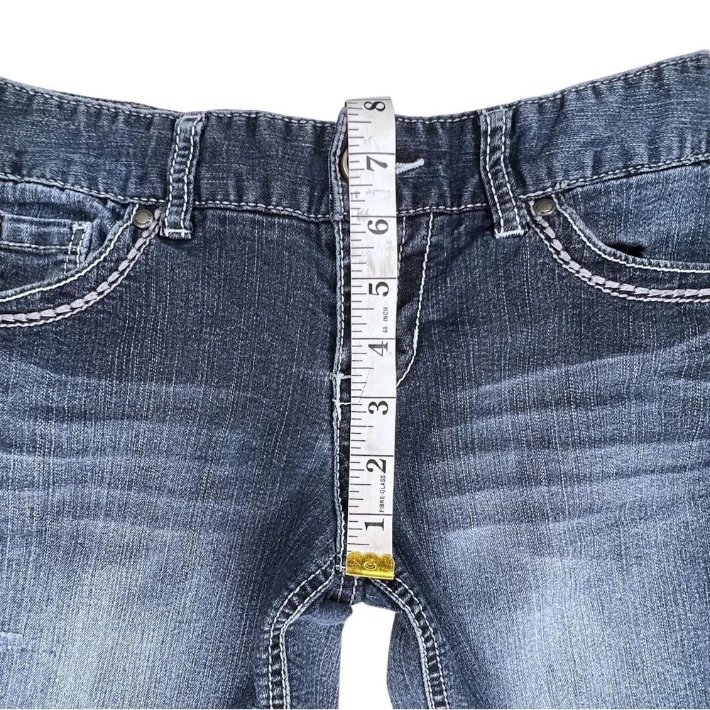 Maurices Jeans Straight Distressed Cropped Raw Hem Blue 3 4 Regular